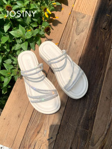 Josiny | Glitter Decorated Thick Sole Womens Slippers Sandals