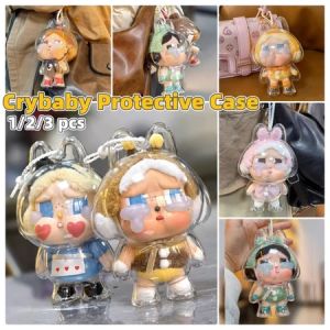 (Excluding Dolls)Car Decoration Acrylic Shell Keychain Bag Transparent Protective Case Crying Baby Vinyl Plush Face Protective Cover Waterproof Dustproof Doll Keychain Case Bag Hanging DecorationsCar Decoration Transparent Protective Acrylic Box