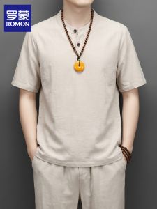 ROMON | Summer Thin Casual Chinese Style T-shirt and Pants Set