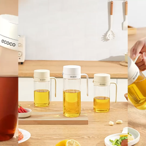 ECOCO Oil Pouring Kettle - Panci Minyak Kaca Dapur Rumah Tangga Non-minyak Gantung Wadah Minyak Kapasitas Besar Kecap Cuka Bumbu Botol Minyak Anti Tumpah