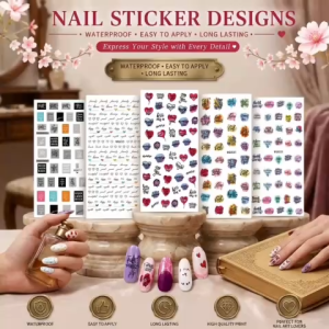 Sticker Dán Móng Nail Art Màu Nước Chữ Cổ Điển Trái Tim Phong Cách Hàn Quốc WG829 - WG831