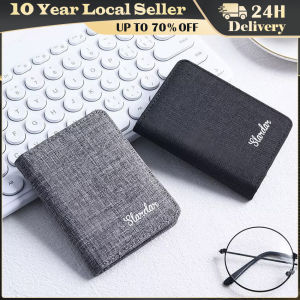 Bifold Women Men Short Wallet Portable Canvas Zippered Coin Purse Multi-purpose Multi-Pocket Business Card Holder