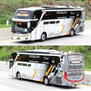MINIATUR JETBUS DOBLEDECKER VIRAL TELOLET BASURI (STJ) SUDIROTUNGGALJAYA) kidspanda drakabiru drakakuning VARIASI FULL LAMPU LED KELIP