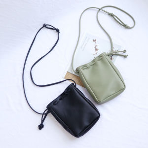 Ultra-Light Soft Leather Mini Crossbody Bag with Drawstring for Walking Mobile Phone Bag Womens Fashion Spring Summer 2025