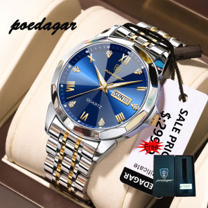 [Có hộp đồng hồ] Poedagar thương hiệu hàng đầu đồng hồ nam thời trang đồng hồ đeo tay nam doanh nhân sang trọng chống nước dạ quang tuần Đồng hồ quartz dây đeo thép không gỉ chất lượng cao Đồng hồ nam 810g + Hộp đồng hồ - Lazada