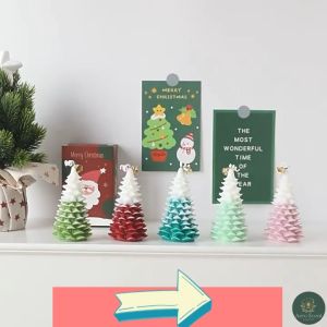 Nến thơm tinh dầu tạo hình cây thông giáng sinh 50g trang trí lễ giáng sinh hương gỗ tuyết tùng