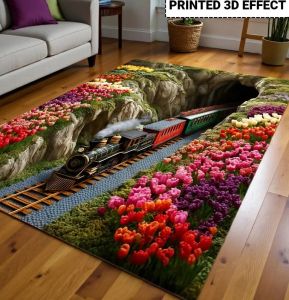 Secret Library Staircase Area Rug 3D Optical Illusion Floor Mat Book Lover Library Decor Cozy Reading Room Rug Demand Rug