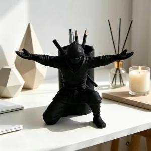 Ninja Pen Holder 3D Printed Warrior Figurine Desktop Organizer Multifunctional Stand For Home Office Study Table Decoration