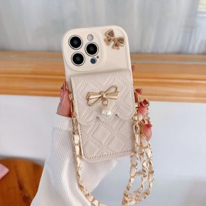 szhaiyu | 3D Bowknot Crossbody Wallet Phone Case For iPhone 16 15 14 Plus 13 12 11 XS XR X 7 8 Pro Max Plus SE with Card Holder Lanyard