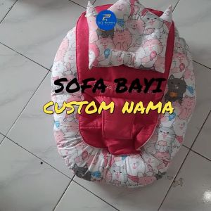 Sofa Bayi Premium GRATIS BORDIR NAMA MultiFungsi Sofa Bayi Sabuk Pengaman Lapisan Bawah Waterproof Anti Ompol Kado Bayi
