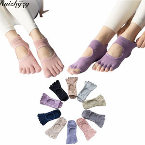 Ruizhijzg Ready Stock Cotton Five Toe Socks Yoga Socks For Woman Breathable Non Slip Socks Ladies Girls Sports Dance Ankle Short Socks Boat Split Toe indoor floor Home Wear Sock