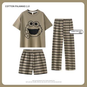 MiiOW | Bộ đồ ngủ cotton mùa hè cho trẻ em MiiOW có tay ngắn quần short quần dài bộ đồ ngủ ba mảnh thoải mái thoáng khí cho bé trai