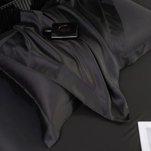 1/2pcs Black Lyocell Tencel BeddingShiny Duvet Cover or Cooling Home Textile Fitted Sheet or Pillowcase