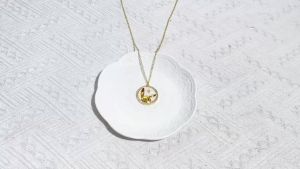 Potdemiel | Cute Monster Pendant Necklace Anime Crystal Rhinestone Border Gold Chain Necklaces Kawaii Cartoon Jewelry Gift