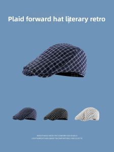 WEIAI | Casual Plaid Pure Color Beret Hat Womens Spring Autumn Versatile Duckbill Cap Artist Hat Round Top Wide Brim Street Style Hat