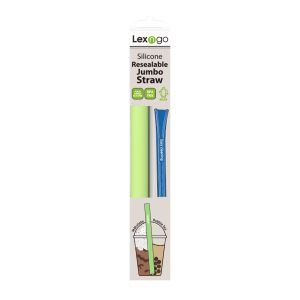 Hot Selling Pack of 2 Lexngo Silicone Resealable Jumbo Straws for Drinks - Sedut Minuman