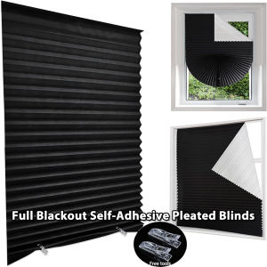 Non Woven Pleated Blinds Window Shade Adhesive Zebra Pleated Full Blackout Roller Blinds Shading Sunscreen Curtain Bedroom Living Room Balcony