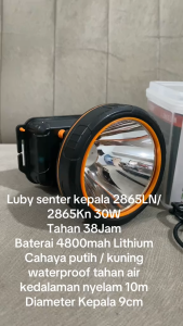 Luby Senter Kepala SeLam LED Super Terang Lithium L 2865LN 30Watt Cahaya Putih Rechargeable 38 JAM