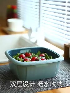 Multifunction Double Layer Drainage Basket Refrigerator Fruit Vegetable Storage Basket Drain with Lid