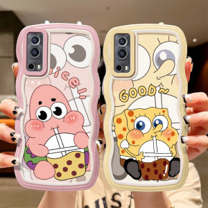 Adorable Sponge Bob Silicone Phone Case for Vivo Y53s Womens Cartoon Protective Shell Cute Fashionable Korean Style Anti-Fall
