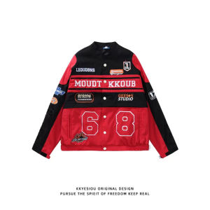 เสื้อแจ็คเก็ตมอเตอร์ไซค์แบบถอดได้สำหรับผู้หญิงไซส์ใหญ่ 300 ปอนด์ ดีไซน์อเมริกัน ฤดูใบไม้ร่วง 2024 เสื้อเบสบอลแบบแยกส่วน