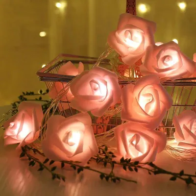 1 5M LED Flower String Lights Artificial Rose Bouquet Romantic Fairy Light Garland Valentines Day Wedding Party Decor