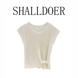 Shalldoer | Korean Style Pure Color Simple Elegance Round Neck Short Sleeve Knitted Sweater Womens New Summer High End Commuting Versatile Top