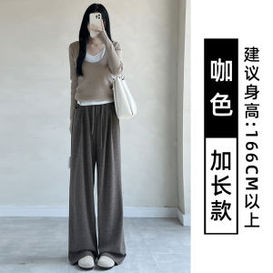 กางเกงขายาวทรงหลวมสไตล์ลำลองสำหรับผู้หญิง กางเกงขายาวทรงหลวมสีขาว ทรงหลวม ทรงลำลอง ผ้าขนแกะปลอม ฤดูใบไม้ร่วง/ฤดูหนาว