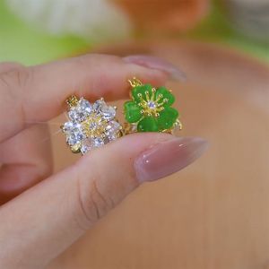 Đeo Hai Mặt Cánh Hoa Trái Tim Đôi Hoa Ánh Trăng Trên Ao Sen Dễ Thương Tai Mắt Mèo Cá Nhân Hóa Cổ Tay Áo Nữ Phong Cách Riêng Biệt