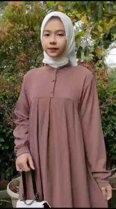 KV.GROSIR Gamis Aluna Crinkle Airflow / Gamis Crinkle Jumbo / Gamis Crinkle Premium /Dress Remaja Basic Simpel Muslimah/ Dayli Dress Wanita Crinkle Airflow