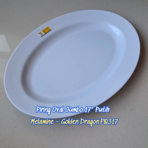 Piring Oval Jumbo 17" Melamine - Golden Dragon P0317