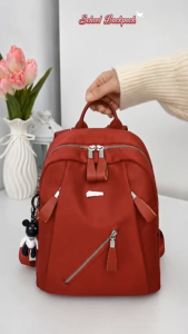 VIVIBAGS#8868 Fashion Backpack Nylon with a Bear keychain Good for School/work for Daily Use Bag for Womens Large Spacious Bag