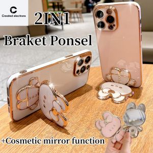 Braket Ponsel Berlapis Listrik Kartun Kreatif/Stand Holder Hp Universal Bentuk Astronot Lipat Dan Kelinci