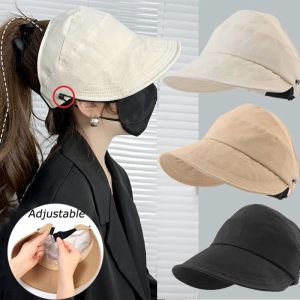 Korean Empty Top Mask Hanging Cap High Ponytail UV Protection Quick Drying Hat Solid Color Foldable Sunbonnet Fisherman Sun Hat