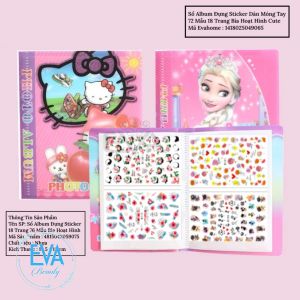 Sổ Album Ảnh Lưu Trữ Sticker / Sổ Đựng Sticker Dán Móng Tay 72 Mẫu / 18 Trang Hoa Tiết Hoạt Hình Cute