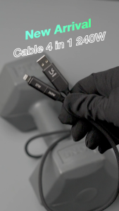 UKIKI สายชาร์จ 4in1 Fast Charge รองรับ PD 240W สายชาร์จเร็ว 27W Type-C Lightning USB ยาว 1.2M สายถักแข็งแรง ทนทาน ชาร์จได้หลายอุปกรณ์ รุ่น K4in1-02