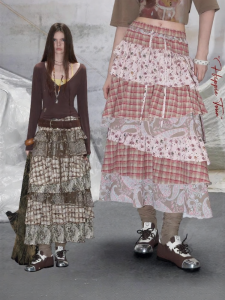unifree | Chân Váy In Hình Thiết Kế Không Đều Vintage