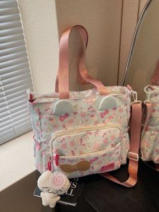 Cute Sweet Hello Kitty Butterfly Knot Versatile Single Shoulder Cat Ear Crossbody Bag Casual Style Commuter Oxford Cloth Bag