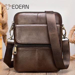 EDERN Mens Genuine Leather Shoulder Bag Retro Casual Crossbody Bags Soft Cow Leather Sling Bag Messenger Bag Small Pouch for Men