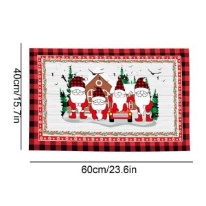 VIKAMA Christmas Door Mat Reindeer Print Welcome Rug Non Slip For Entryway Front Door Indoor Outdoor Holiday Home Decor