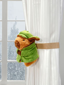 Plush Doll Living Room Decorative Sheer Curtain Elastic Tie Ring Buckle Cute Cartoon Capybara Bedroom Window Strap Band