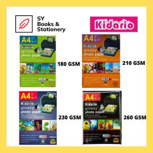 Kidario A4 Water Resistant Glossy Photo Paper 20 Sheets 180gsm / 210gsm / 230gsm / 260gsm / Kertas Photo
