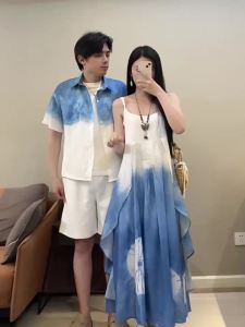 XILANDUO | Bohemian Beach Style Tie-Dye Strap Dress for Vacation