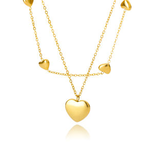 Dây Chuyền Mặt Dây Chuyền Hình Trái Tim Mạ Vàng Bằng Thép Không Gỉ Dành Cho Nữ Đính Zircon Phong Cách Boho Món Quà Trang Sức Thời Trang Cho Mọi Dịp