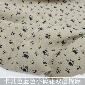 Áo Sơ Mi Vải Lanh Cotton Hai Lớp Họa Tiết Hoa Nhỏ Màu Kaki Cổ Điển Vải Vải Lanh Mùa Hè Thu Cho Trẻ Em Vải Lanh Tự Làm