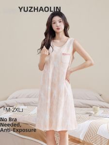 Yuzhaolin | Cotton Padded Strapless Summer Dress Sleepwear
