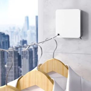 4.8M Retractable Indoor Clothe Drying Rack Can Drilling Balcony Bathroom Invisible Clothesline Stainless Steel Dry Rope Home