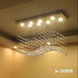 Hot K9 Crystal Chandelier Rectangle Hanging Lamp for Living Room Dining Room wave Crystal Chandelier Bar island cabinet lamp