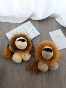 Adorable Keychain Plush Toy Real Otter Rabbit Fur Simba Little Lion King Bag Charm Car Decoration Premium Quality Plush