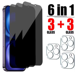 6in1 Anti-Spy Tempered Glass For iPhone 16 14 13 12 11 15 Pro Max Camera  Protector For iPhone 16 11 13 12 14 15 Pro 16 15 Plus
